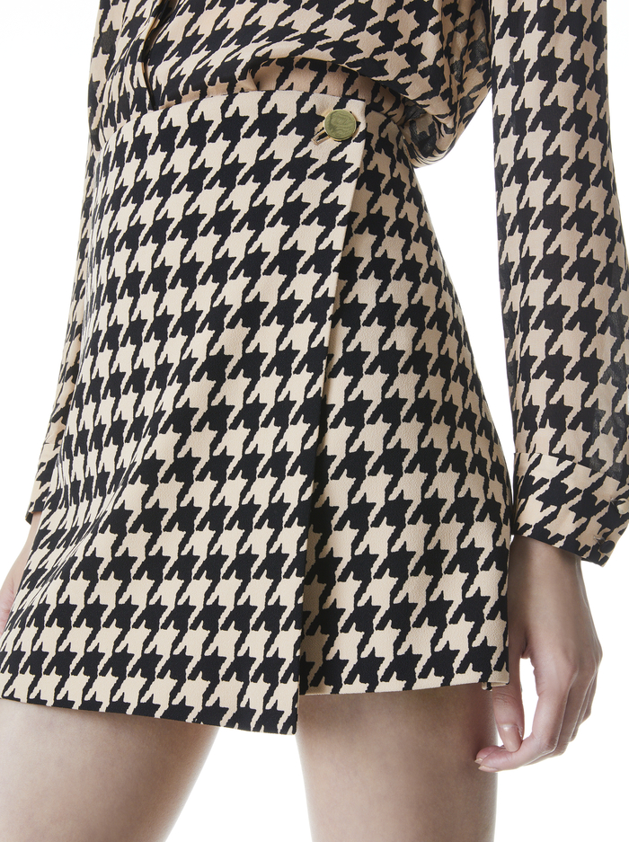 RENNA HOUDSTOOTH WRAP SKIRT - ALMOND/BLACK image 3 - ALICE + OLIVIA