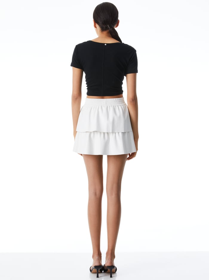 JIA VEGAN LEATHER TIERED MINI SKIRT - OFF WHITE image 1 - Alice And Olivia