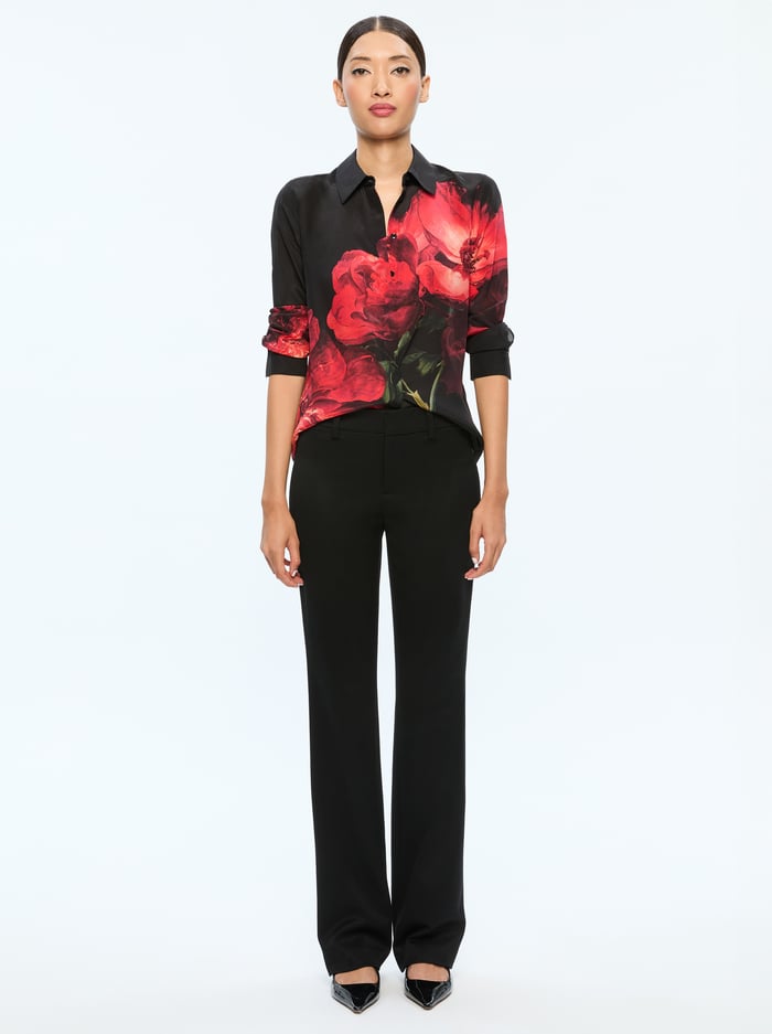 BRADY SILK BLOUSE - PEONY PETALS BRIGHT RUBY image 4 - Alice And Olivia