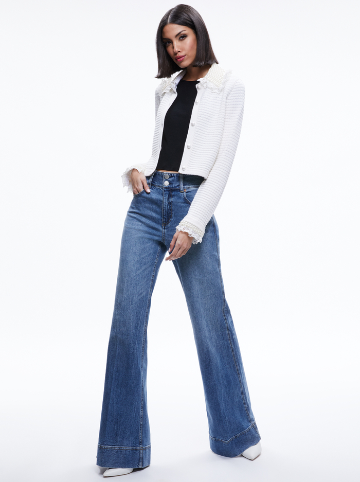 NOELLA EMBELLISHED COLLARED CARDIGAN - SOFT WHITE image 2 - Alice And Olivia