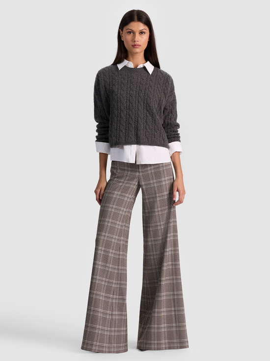 CHARCOAL HEATHER-CECILIE CASHMERE CABLEKNIT PULLOVER