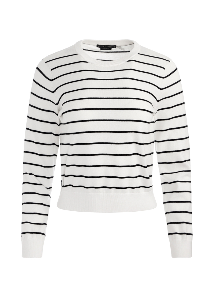 CAROLANN SHRUNKEN PULLOVER - SOFT WHITE/BLACK image 5 - Alice And Olivia