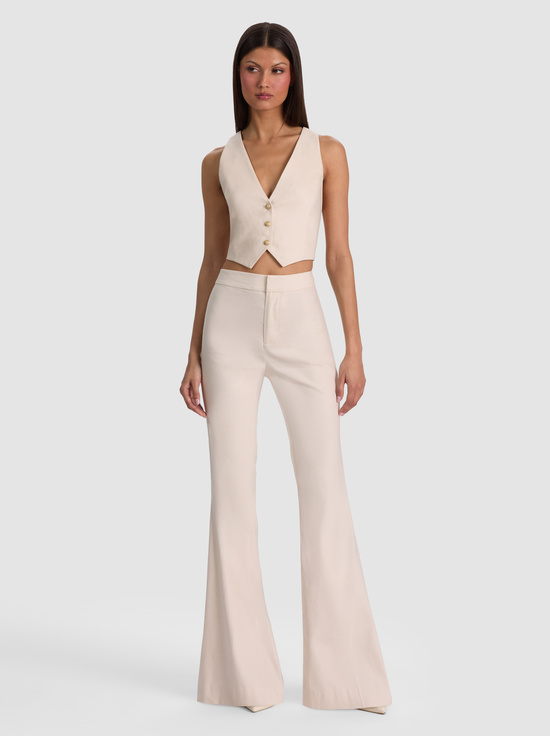 OATMEAL-LINDEN LINEN BOOTCUT TROUSER