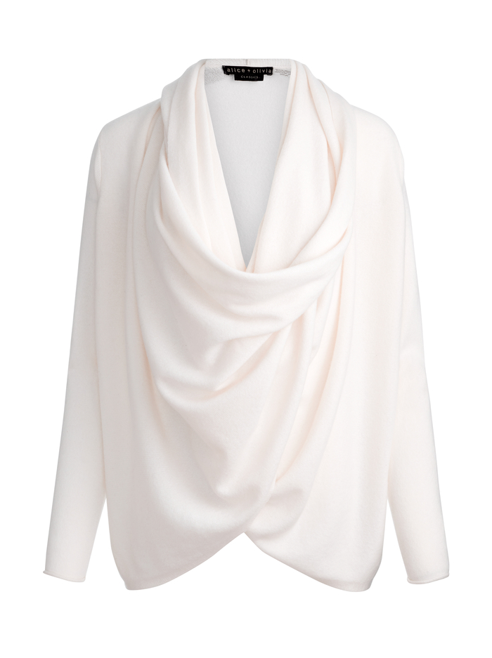 JULES CASHMERE DRAPED PULLOVER - ECRU image 5 - Alice And Olivia