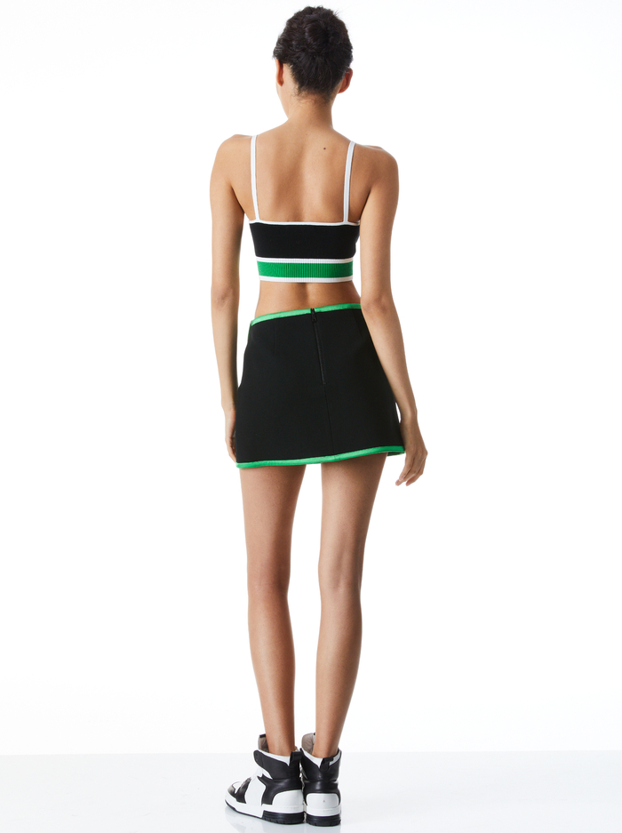 MAUDE KNIT BRALETTE - BLACK/GARDEN GREEN image 1 - Alice And Olivia