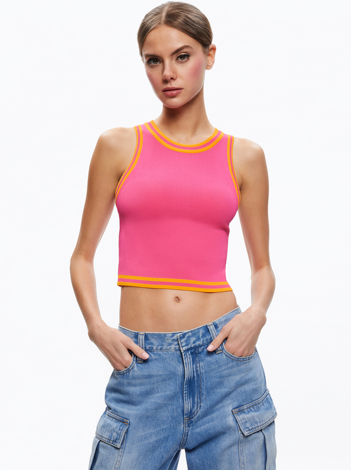 RYDEL CROPPED TANK - CANDY/TANGERINE - Alice And Olivia