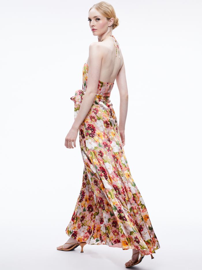 DITA TIE NECK HALTER DRESS - JUNIPER FLORAL ROSE image 1 - Alice And Olivia