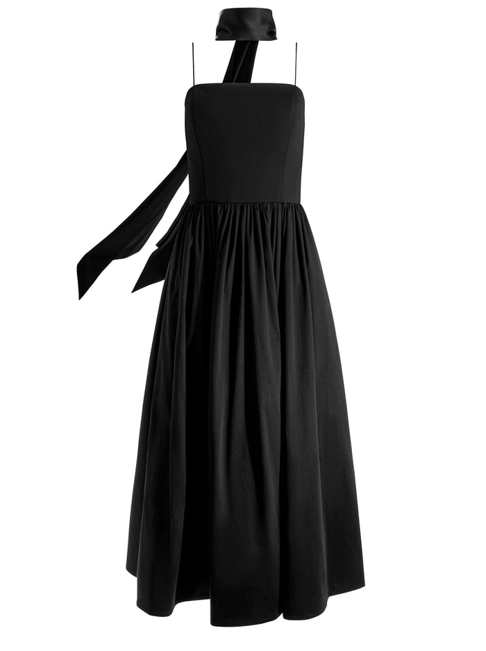 GLYNIS SPAGHETTI STRAP SCARF MIDI DRESS - BLACK image 6 - Alice And Olivia