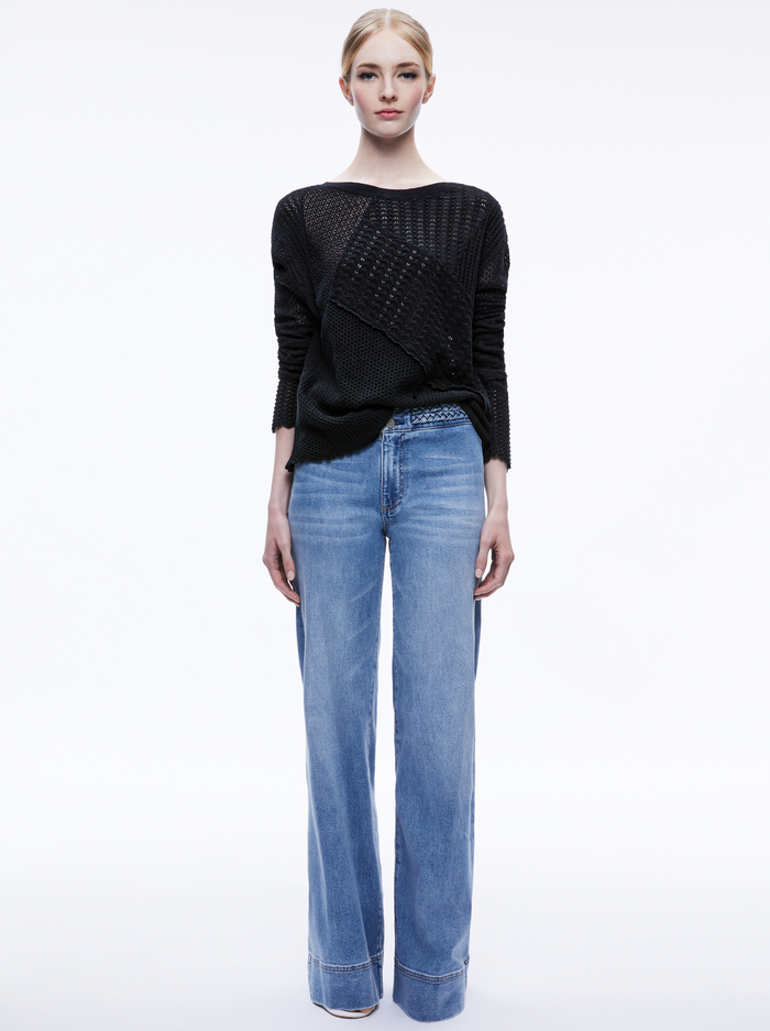 KRAVIT PATCHWORK SWEATER - BLACK image 2 - Alice And Olivia