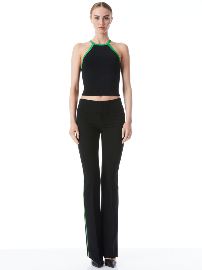 HIEDI HALTER TOP - BLACK/GARDEN GREEN image 2 - Alice And Olivia