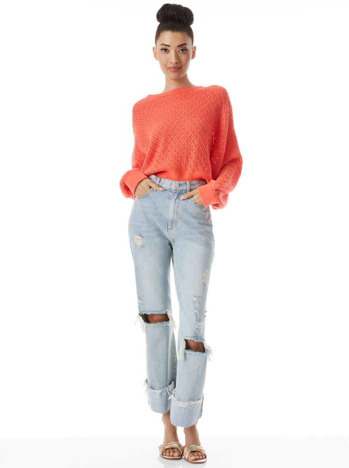 ANGELINE EASY CROP PULLOVER - BRIGHT CORAL image 2 - ALICE + OLIVIA