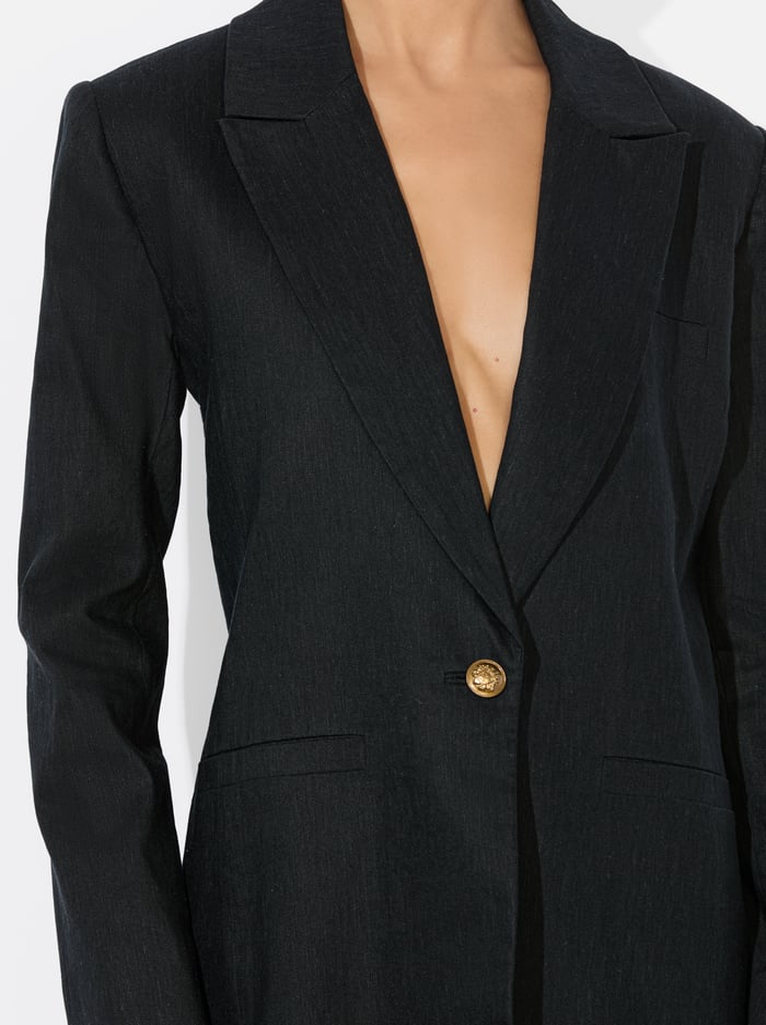 BILLIE BOXY LINEN BLAZER - BLACK image 3 - Alice And Olivia