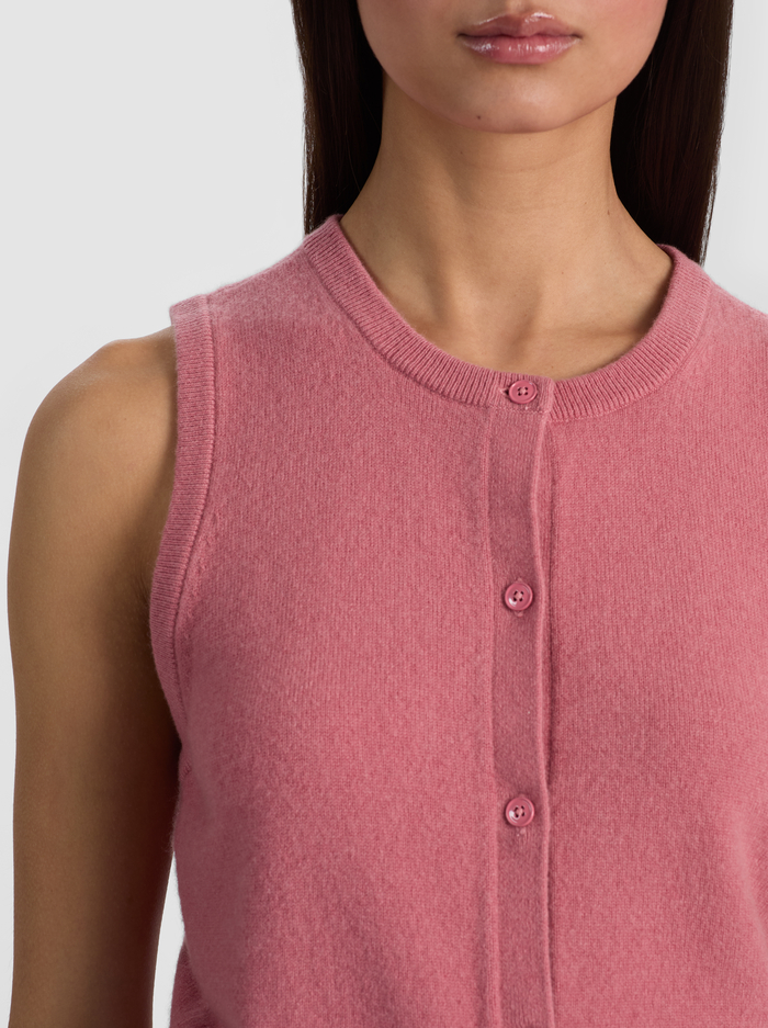 LOLY BUTTON FRONT CASHMERE VEST - DEEP ROSE image 3 - ALICE + OLIVIA