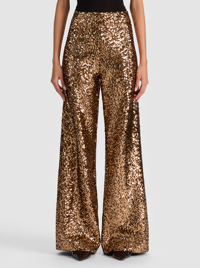 ATHENA SEQUIN PANT - GOLD/BLACK - Alice And Olivia