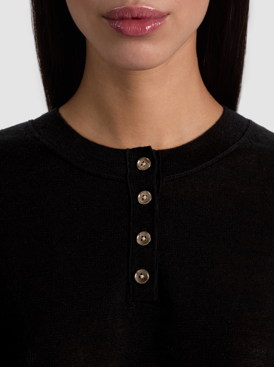 BLACK-ALAINA LINEN HENLEY