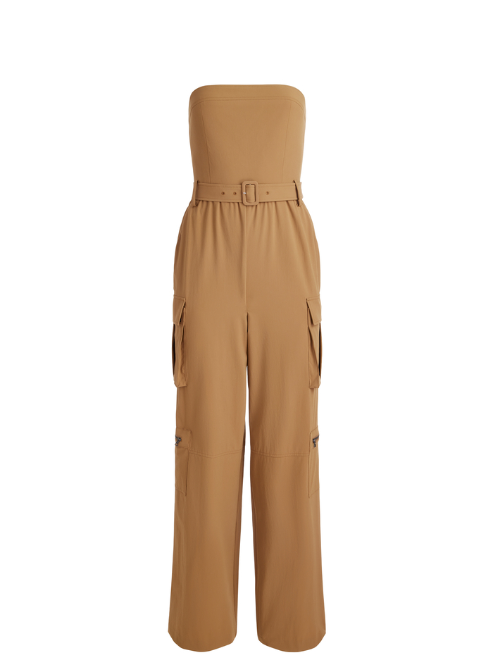 SACHIKO STRAPLESS CARGO JUMPSUIT - TAN image 5 - Alice And Olivia