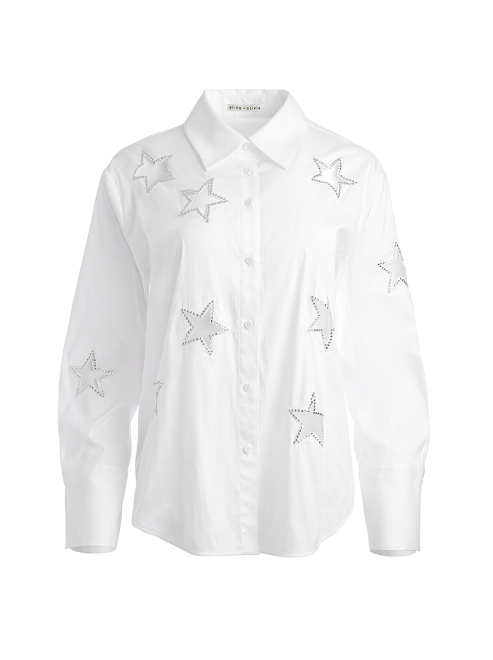 FINELY STAR EMBELLISHED BUTTON DOWN - OFF WHITE image 5 - Alice And Olivia
