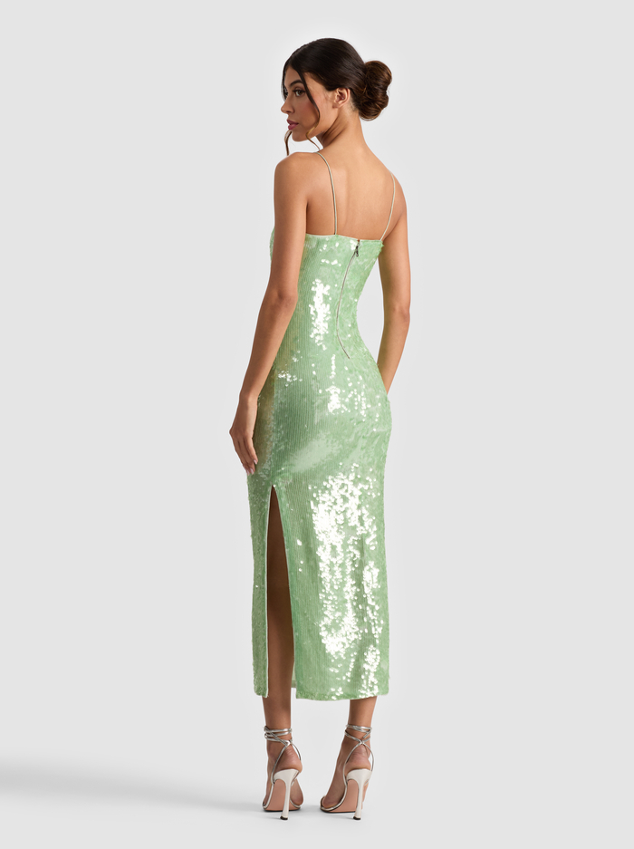 FIFI SEQUIN MIDI DRESS - GREEN TEA image 3 - Alice And Olivia