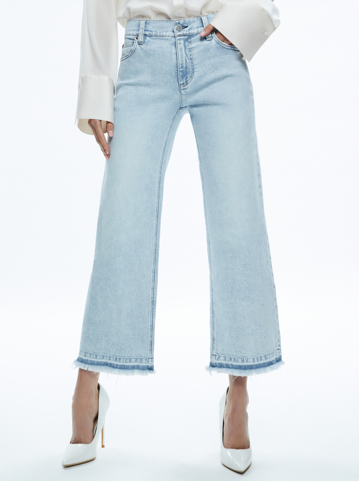 LORRINE KICK-FLARE ANKLE JEAN - BLEACHED LIGHTNING BLUE - Alice And Olivia