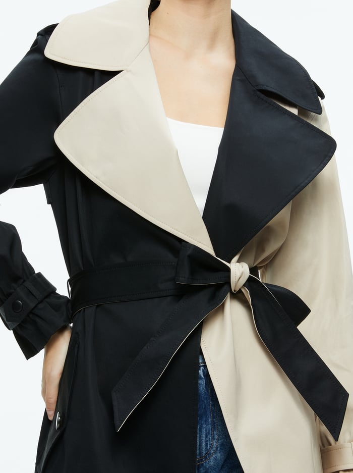 NEVADA TRENCH COAT - BLACK/LATTE image 3 - Alice And Olivia