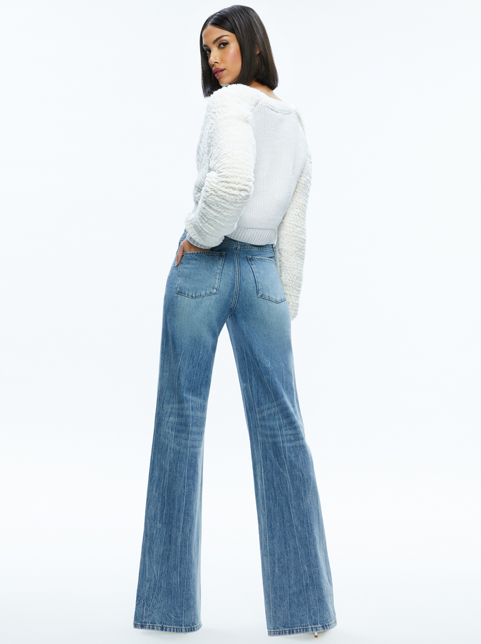 CASILDA FAUX FUR CROPPED CARDIGAN - SOFT WHITE image 1 - Alice And Olivia