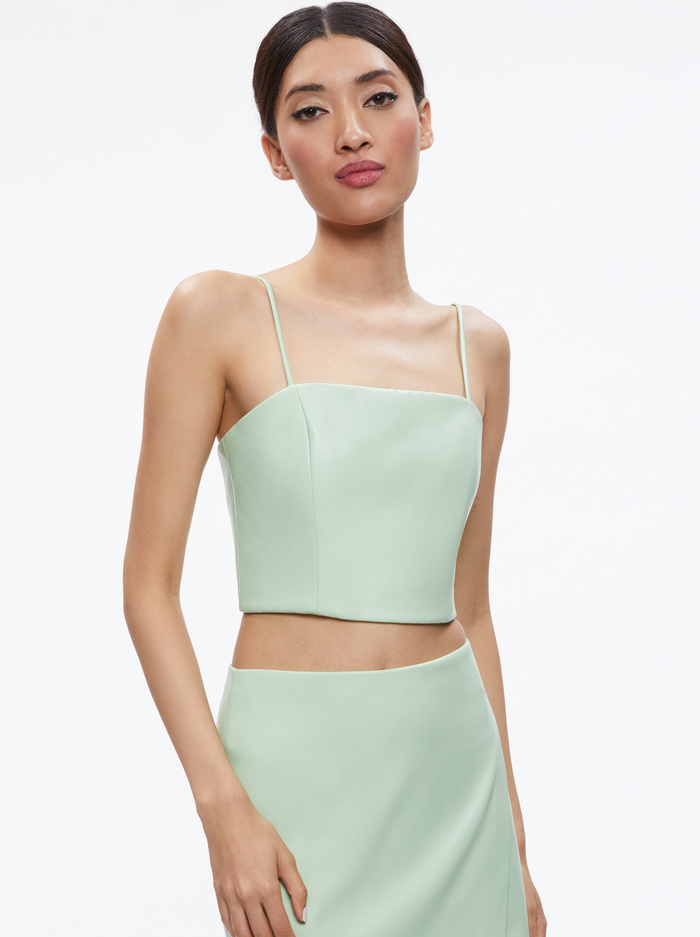 PEARLE VGNLTR SPGHTI STR BSTR - PISTACHIO - Alice And Olivia