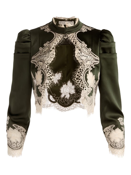 DARK FERN-THOMASINA LACE CROPPED JACKET