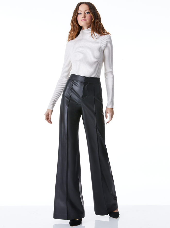 DYLAN VEGAN LEATHER WIDE LEG PANT - BLACK image 4 - Alice And Olivia