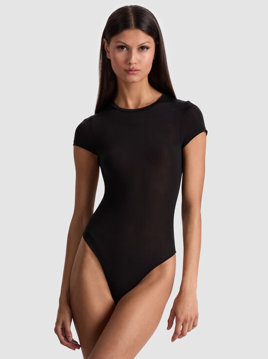 BLACK-HOTTIE SHORT SLEEVE BODYSUIT
