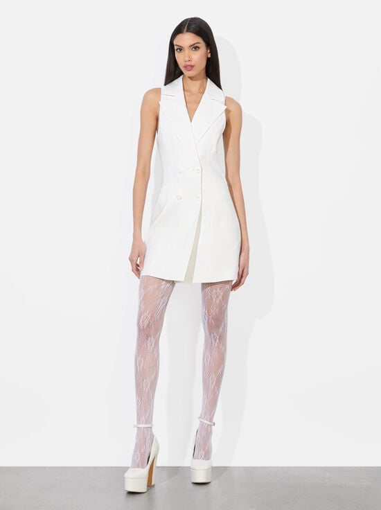 OFF WHITE-MERITT LINEN TUXEDO DRESS
