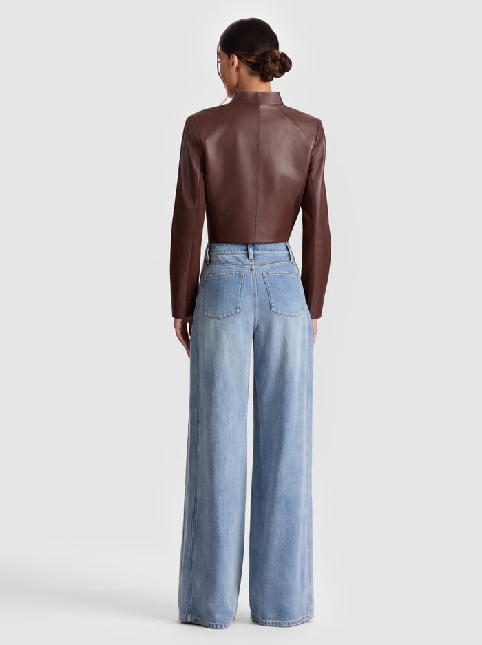 NEW HARVEY LEATHER JACKET - MOCHA image 2 - Alice And Olivia