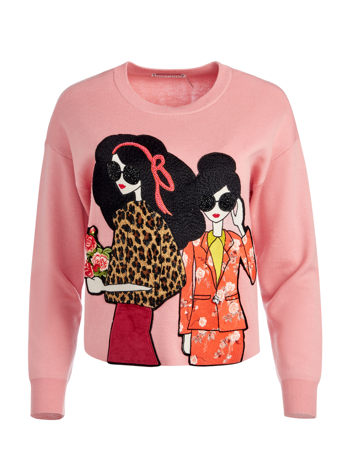GLEESON EMBELLISHED PULLOVER - ROSE/MULTI image 5 - Alice And Olivia