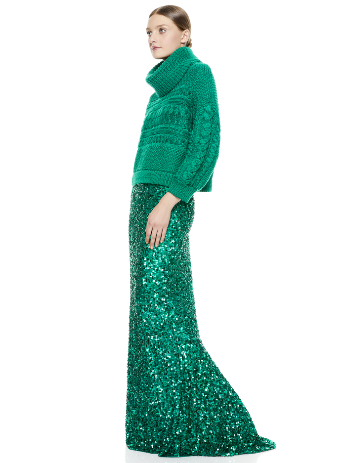CHARITY SEQUIN GOWN SKIRT - DARK TEAL image 4 - ALICE + OLIVIA
