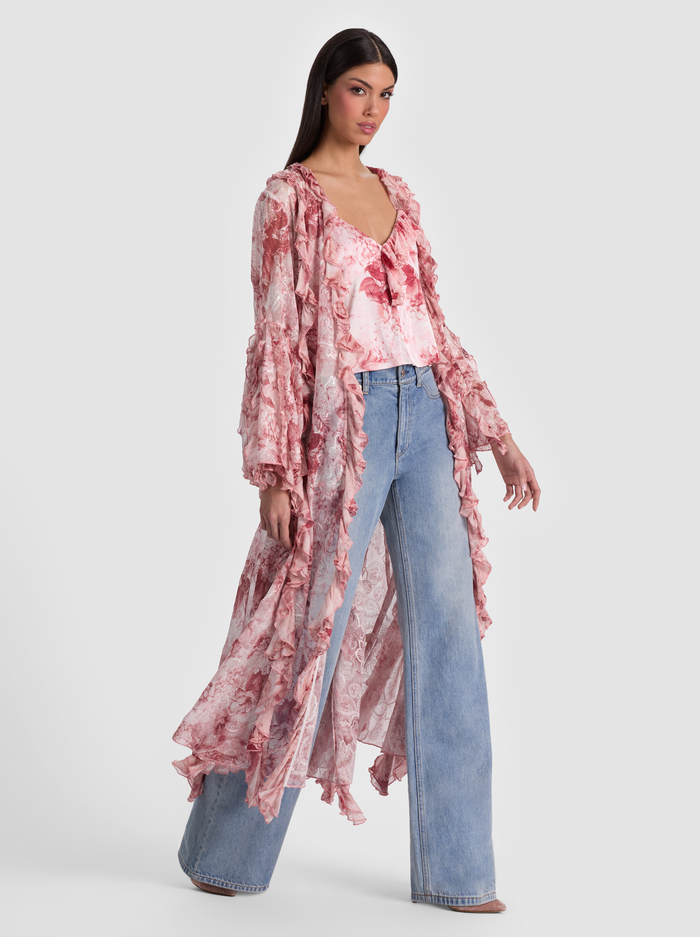 CHER RUFFLE MAXI ROBE - SEA BREEZE ENGLISH ROSE image 2 - ALICE + OLIVIA