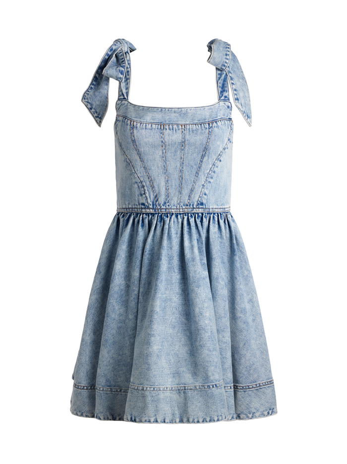 AMINA CORSET DENIM DRESS - FAE ULTRA LIGHT BLUE image 5 - Alice And Olivia