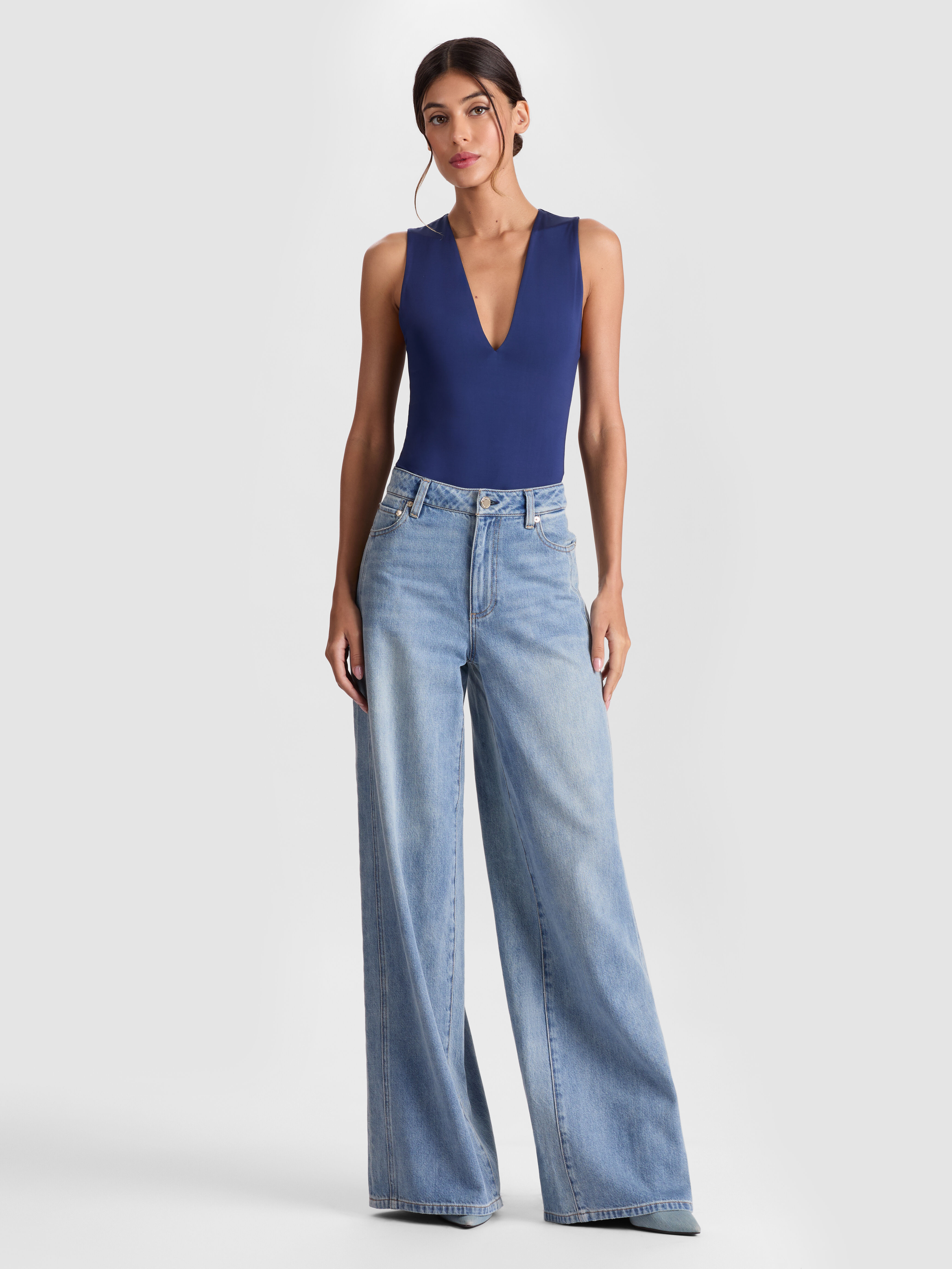 Beautiful Vegan Leather Patchwork Flare Jean In Rockstar