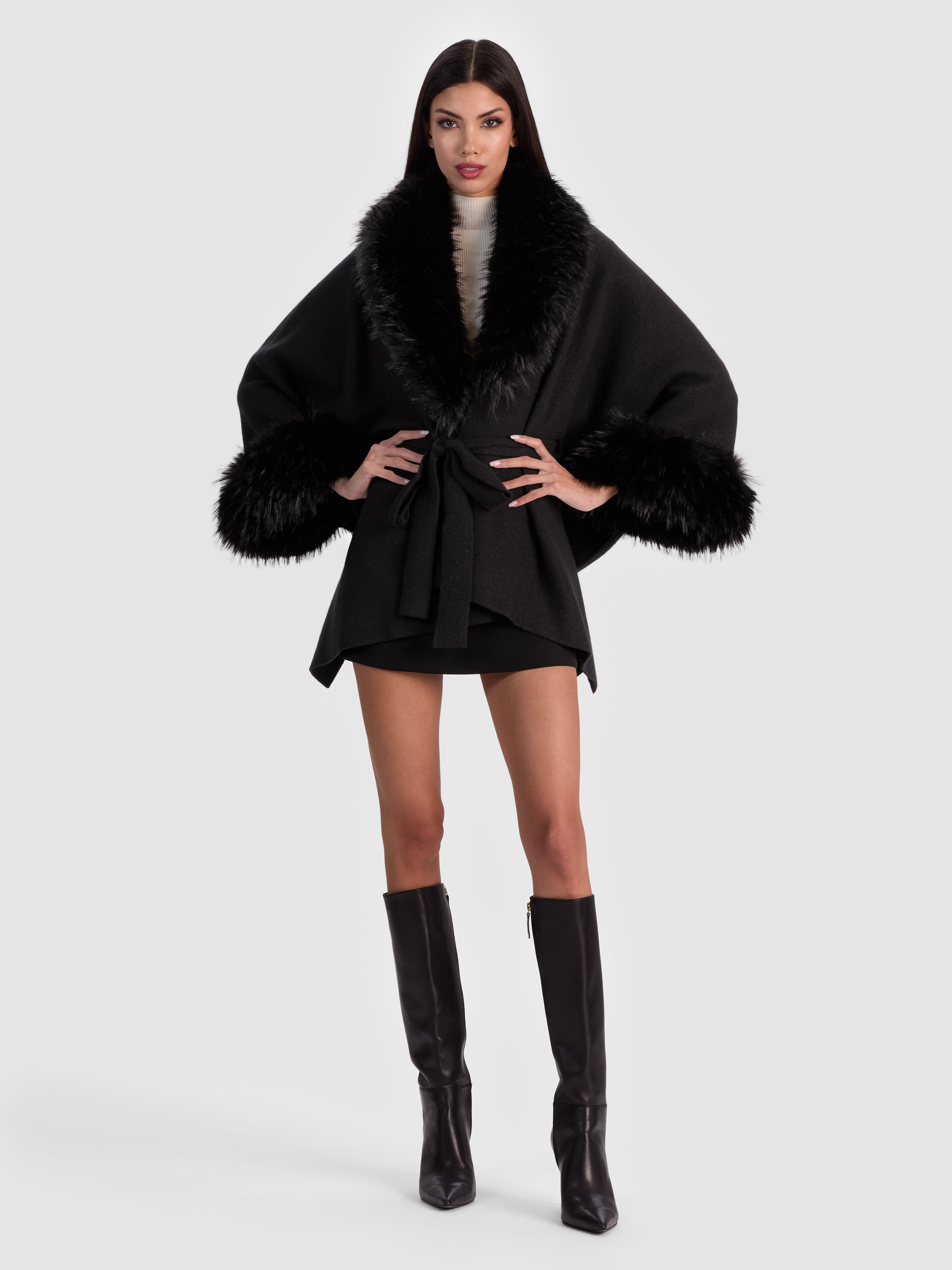 Thomasina Puff Sleeve Lace Cropped Jacket In Black | Alice + Olivia