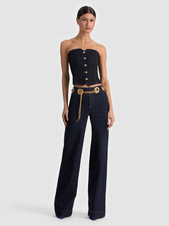 DARK RINSE-JASPER CHAIN BELT JEAN