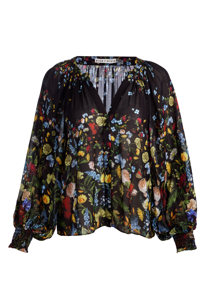 THALIA BUTTON DOWN BLOUSE - SOCIAL HOUR BLACK image 5 - Alice And Olivia