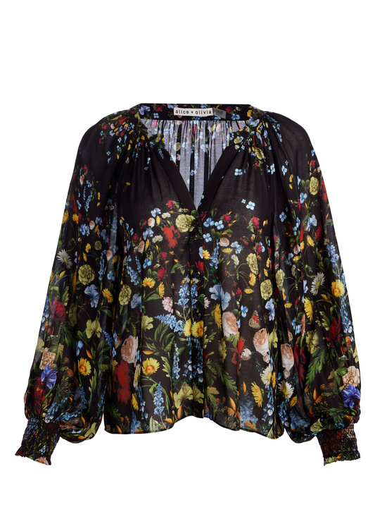 SOCIAL HOUR BLACK-THALIA BUTTON DOWN BLOUSE