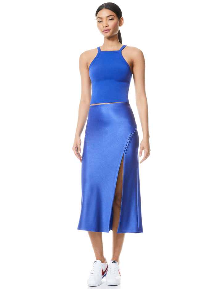ALENE BUTTON SLIP SKIRT - COBALT image 2 - ALICE + OLIVIA