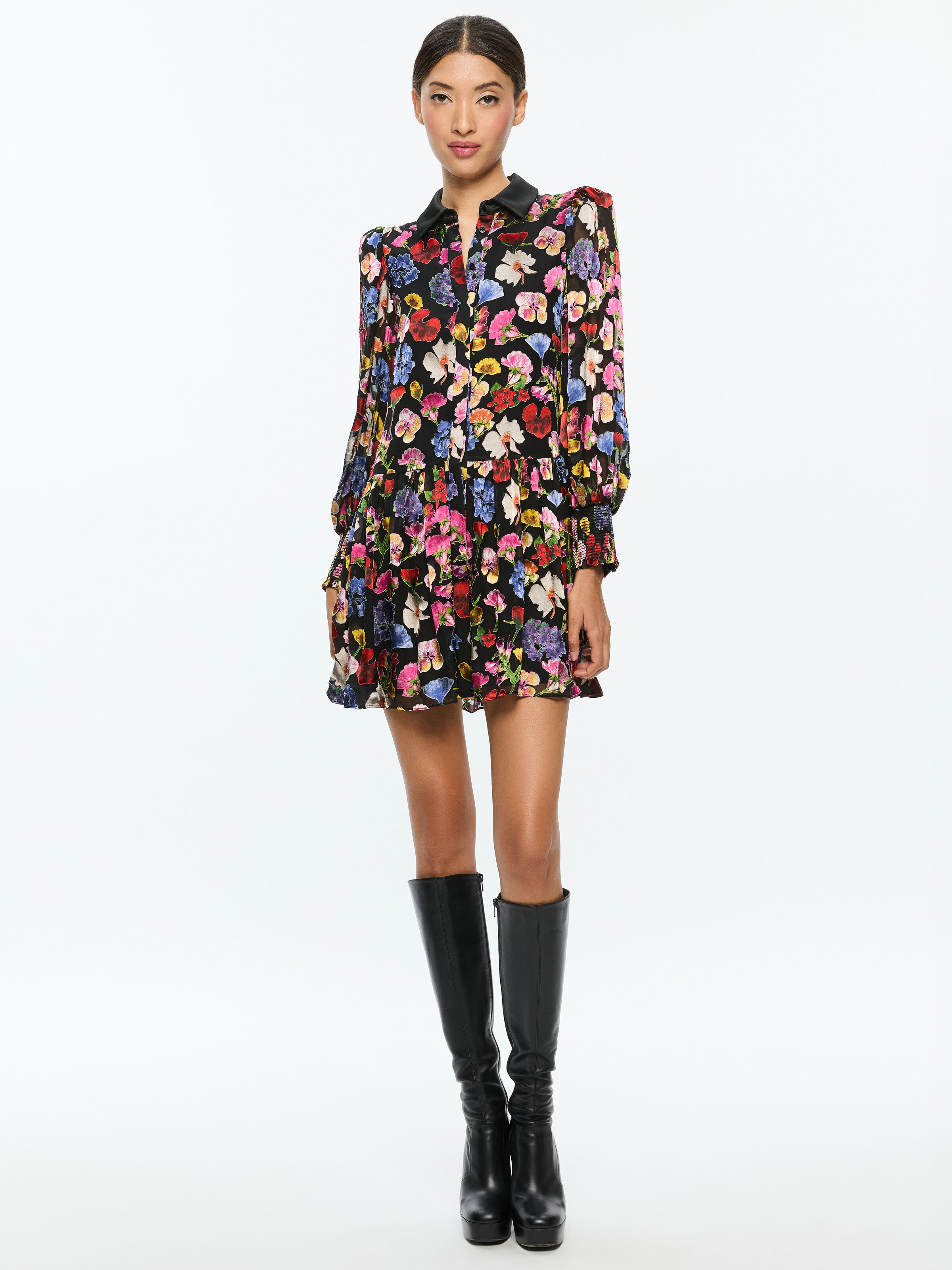 Bertha Mini Shirt Dress In Timeless Blossom Alice Olivia