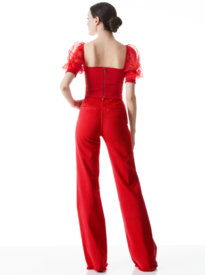 LISBETH SMOCKED BODICE CROP TOP - BRIGHT POPPY image 1 - ALICE + OLIVIA