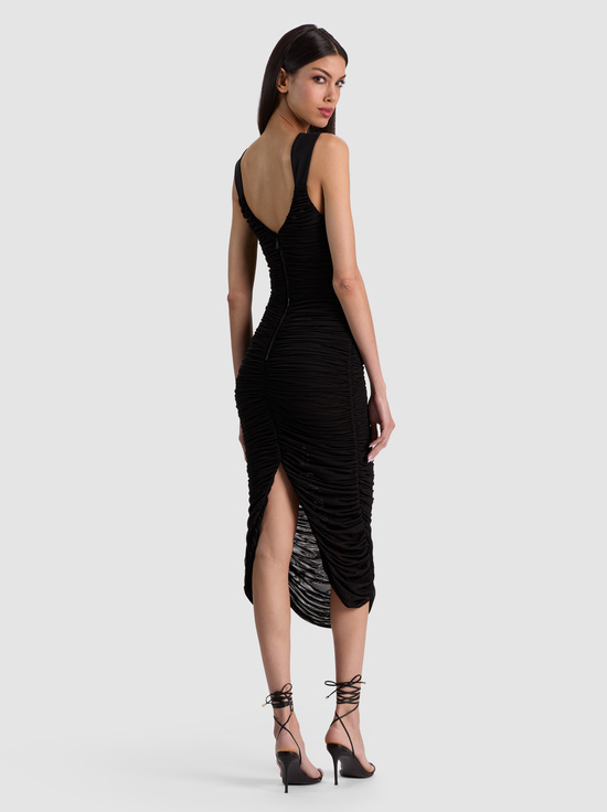 BLACK-RENEE SHEER MIDI DRESS