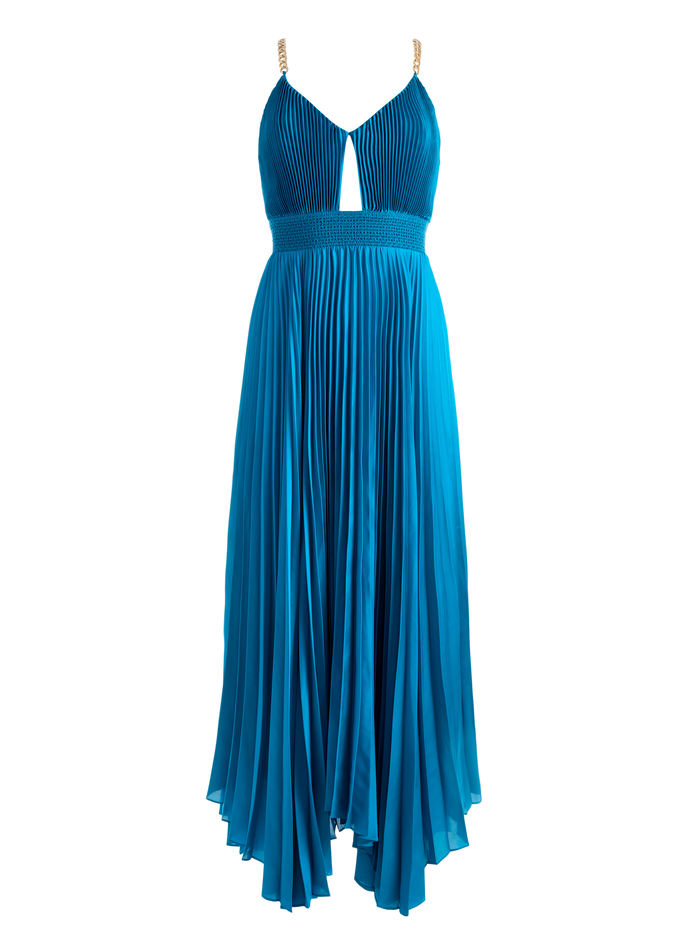 GLORIA CHAIN STRAP PLEATED MAXI DRESS - OCEAN BLUE image 5 - Alice And Olivia