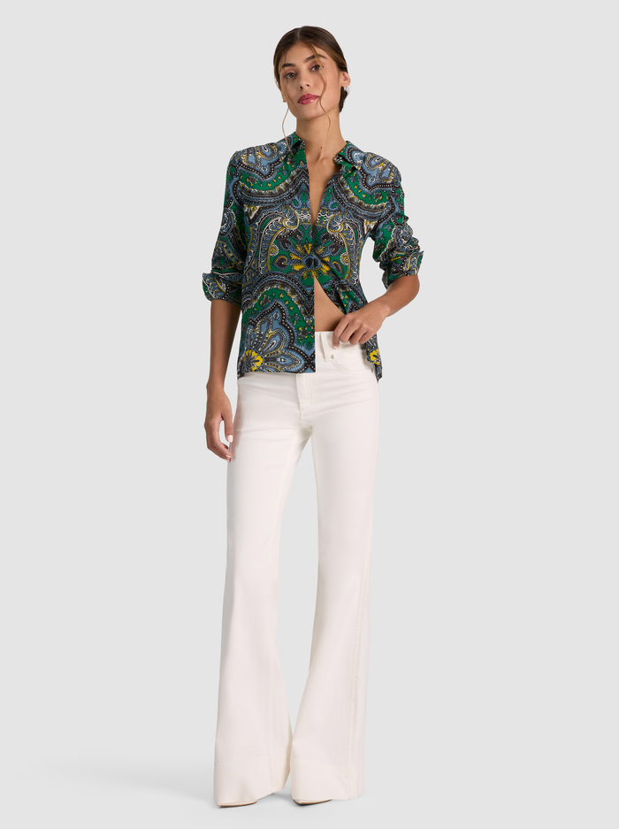 WILLA SILK BLOUSE - BON VOYAGE DEEP EMERALD image 4 - ALICE + OLIVIA