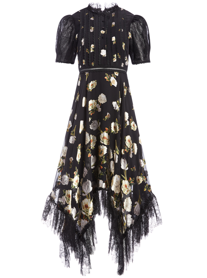 BETTINA FLORAL LACE MIDI DRESS - SPRING SHOWER BLACK image 5 - Alice And Olivia