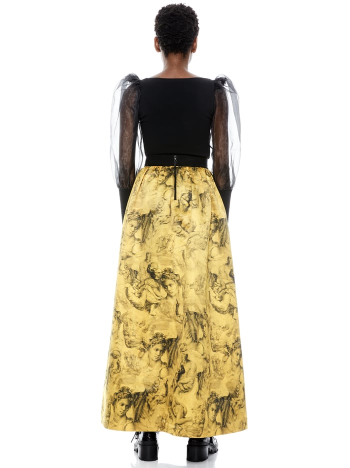 TINA LONG BALL GOWN SKIRT - ANGELO COLLAGE SAFFRON image 2 - Alice And Olivia