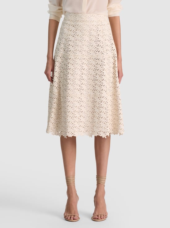 SOSIE LASER-CUT LEATHER MIDI SKIRT