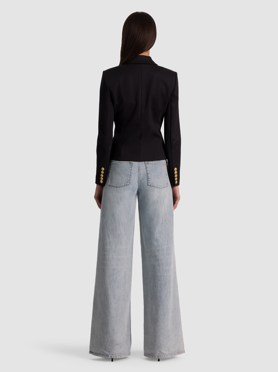 BLACK-SABLE DOUBLE BREASTED CROPPED BLAZER